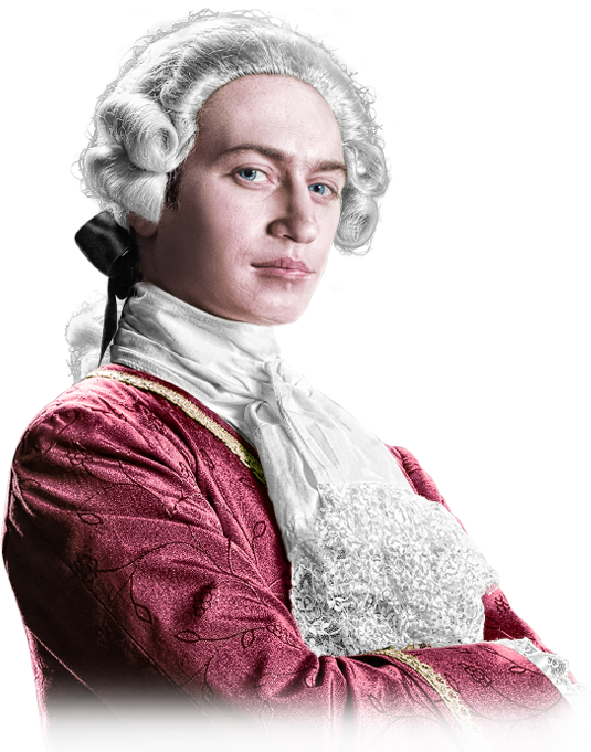 Portrait of an actor portraying Mozart