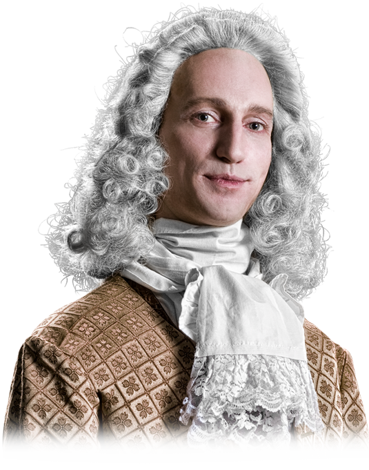 Portrait of an actor portraying Vivaldi